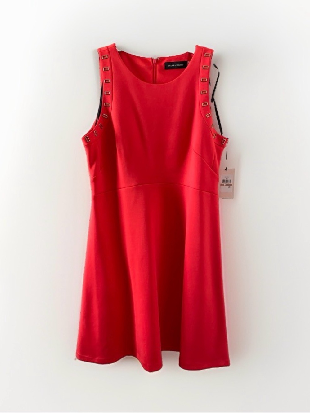 Ivanka Trump Red Sleeveless A-Line Dress with Gold Grommet Accents New With Tags